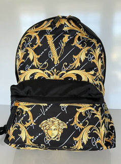 NWT 1150 $ Versace Barocco Signature bedruckter Nylonrucksack, hergestellt in Italien 1002886