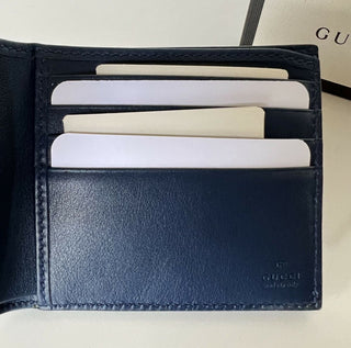 Neue Gucci GG NY Yankees Bifold Lederbrieftasche Blau, hergestellt in Italien 547787 