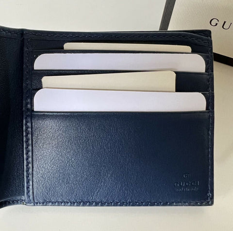 New Gucci GG NY Yankees Bifold Leather Wallet Blue Made in Italy 547787