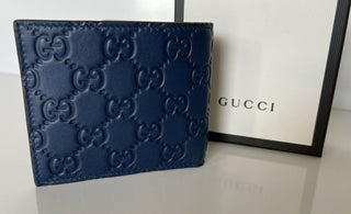 Neue Gucci GG NY Yankees Bifold Lederbrieftasche Blau, hergestellt in Italien 547787 