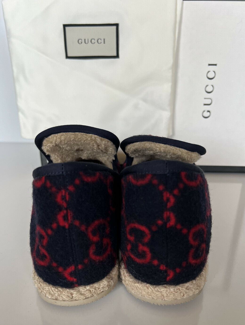 NIB $750 Gucci Horsebit GG Wool Blue Loafers 6.5 US (36.5 Eu) Italy 575850
