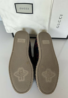 NIB $ 750 Gucci Horsebit GG Wollblaue Loafer 6,5 US (36,5 Eu) Italien 575850