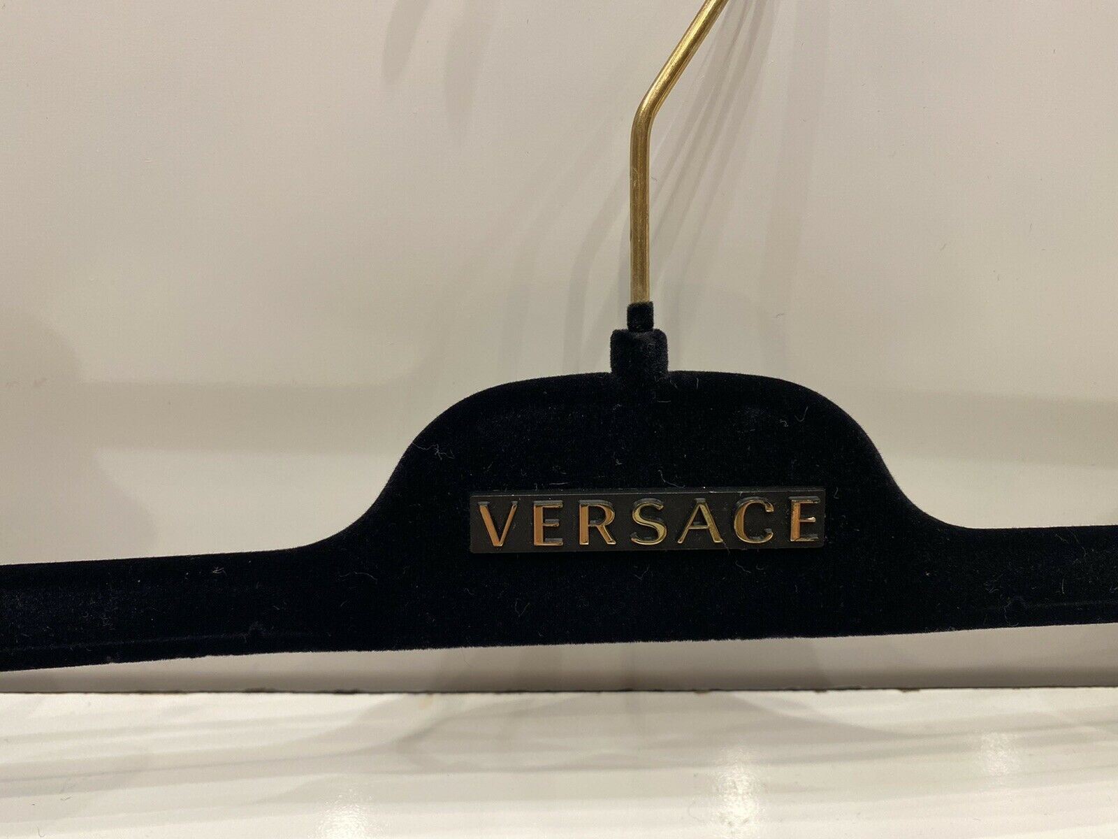 VERSACE Black Velvet 14.5" Clip Pants Hangers with Gold Hardware 14.5x3.5
