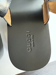 NIB Gucci Horsebit Slingback Leder Schwarze Sandalen 10 US (Gucci 9) Italien 614321 