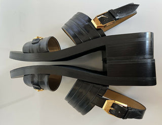 NIB Gucci Horsebit Slingback Leder Schwarze Sandalen 10 US (Gucci 9) Italien 614321 