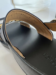 NIB Gucci Horsebit Slingback Leder Schwarze Sandalen 10 US (Gucci 9) Italien 614321 