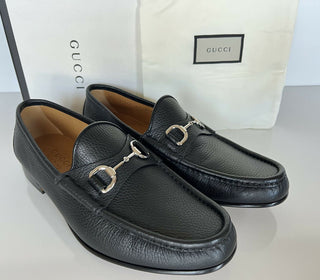 NIB Gucci Herren Horsebit Leder-Loafer-Schuhe Schwarz 10,5 US (Gucci 9,5) 367762 