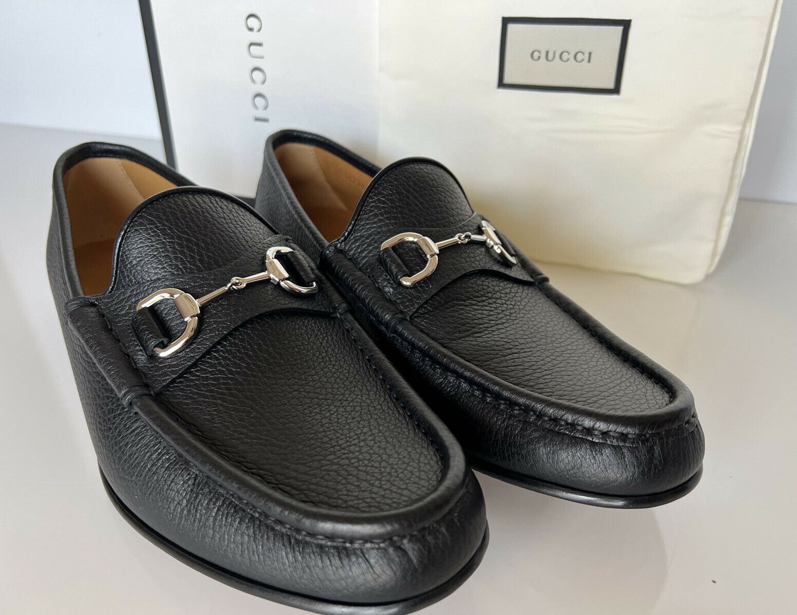 NIB Gucci Herren Horsebit Leder-Loafer-Schuhe Schwarz 10,5 US (Gucci 9,5) 367762 