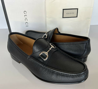 NIB Gucci Herren Horsebit Leder-Loafer-Schuhe Schwarz 10,5 US (Gucci 9,5) 367762 