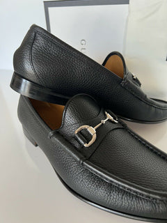 NIB Gucci Herren Horsebit Leder-Loafer-Schuhe Schwarz 10,5 US (Gucci 9,5) 367762 