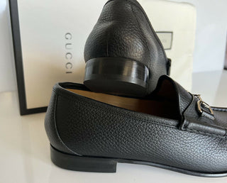 NIB Gucci Herren Horsebit Leder-Loafer-Schuhe Schwarz 10,5 US (Gucci 9,5) 367762 