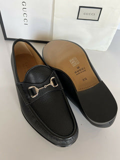 NIB Gucci Herren Horsebit Leder-Loafer-Schuhe Schwarz 10,5 US (Gucci 9,5) 367762 