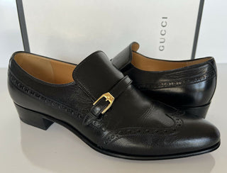 NIB Gucci Herren Lederschuhe Schwarz 8,5 US (Gucci 7,5) Italien 624657 