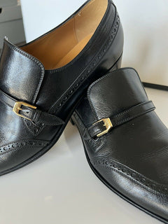 NIB Gucci Herren Lederschuhe Schwarz 8,5 US (Gucci 7,5) Italien 624657 