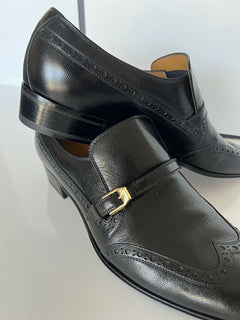 NIB Gucci Herren Lederschuhe Schwarz 8,5 US (Gucci 7,5) Italien 624657 
