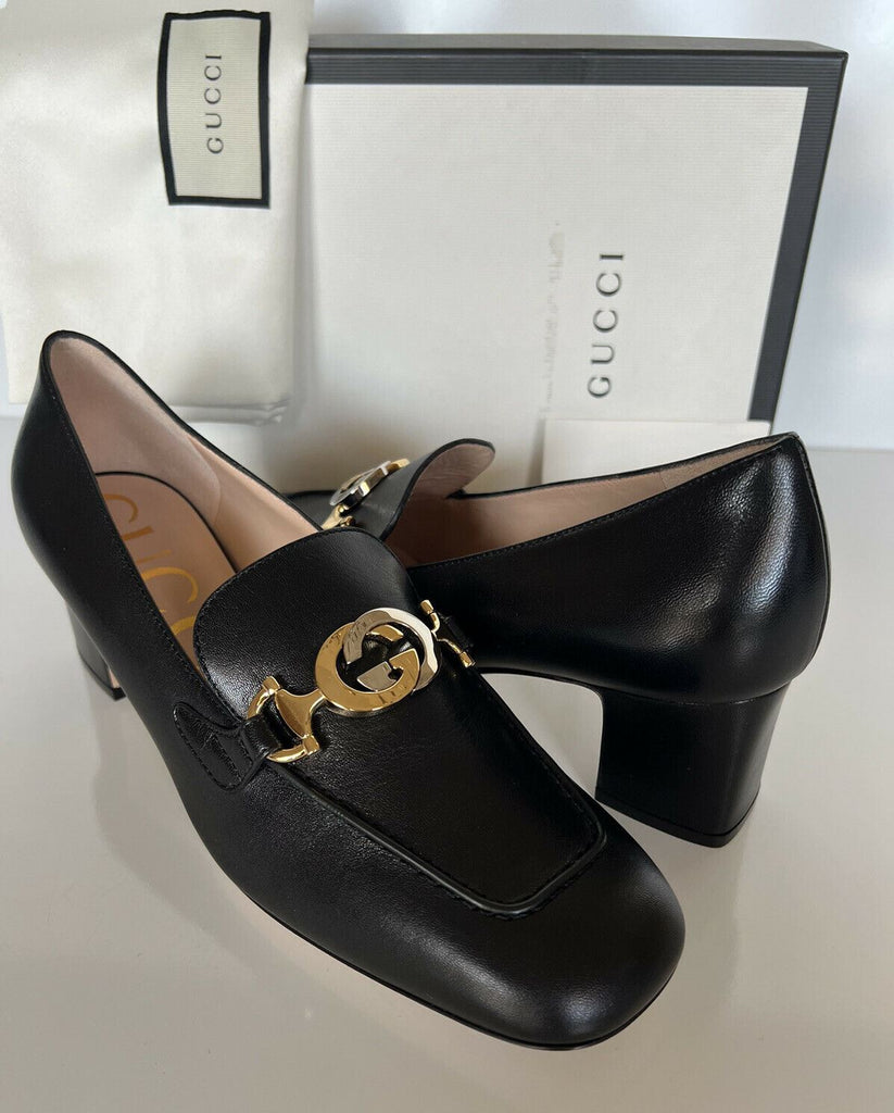 NIB $ 890 Gucci Malaga Pump Leder Schwarze Schuhe 9,5 US (39,5 Euro) Italien 575832