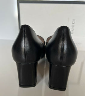 NIB $ 890 Gucci Malaga Pump Leder Schwarze Schuhe 9,5 US (39,5 Euro) Italien 575832