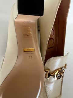 NIB $890 Gucci Malaga Pump Leder Mystic White Schuhe 9 US (39 Euro) IT 575832