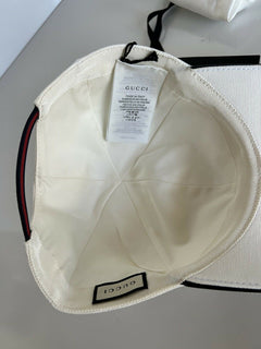 Neu mit Etikett: Gucci Unisex-Mütze aus weißer, elastischer Baumwolle, Größe M (58 cm), hergestellt in Italien, 387554 