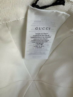 Neu mit Etikett: Gucci Unisex-Mütze aus weißer, elastischer Baumwolle, Größe M (58 cm), hergestellt in Italien, 387554 