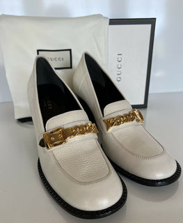 NIB Gucci Leather Mystic White Pump Kalbslederschuhe 7,5 US (37,5 Euro) 626767