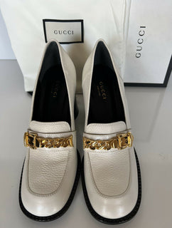 NIB Gucci Leather Mystic White Pump Kalbslederschuhe 7,5 US (37,5 Euro) 626767
