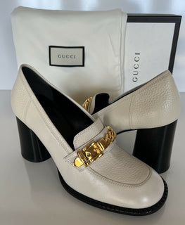 NIB Gucci Leather Mystic White Pump Kalbslederschuhe 7,5 US (37,5 Euro) 626767