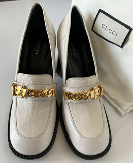 NIB Gucci Leather Mystic White Pump Kalbslederschuhe 7,5 US (37,5 Euro) 626767