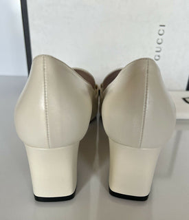 NIB $890 Gucci Malaga Pump Leder Mystic White Schuhe 8 US (38 Euro) IT 575832