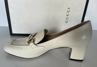NIB $890 Gucci Malaga Pump Leder Mystic White Schuhe 8 US (38 Euro) IT 575832