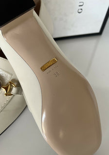 NIB $890 Gucci Malaga Pump Leder Mystic White Schuhe 8 US (38 Euro) IT 575832