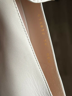 NIB $890 Gucci Malaga Pump Leder Mystic White Schuhe 8 US (38 Euro) IT 575832