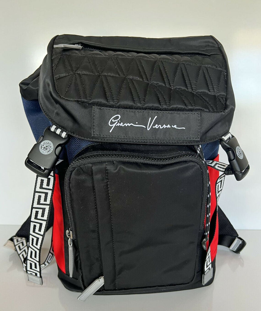 NWT 1525 $ Versace V Code Rucksack mit griechischem Schlüssel, hergestellt in Italien DFZ8072
