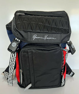 NWT 1525 $ Versace V Code Rucksack mit griechischem Schlüssel, hergestellt in Italien DFZ8072