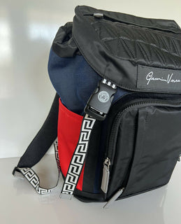 NWT 1525 $ Versace V Code Rucksack mit griechischem Schlüssel, hergestellt in Italien DFZ8072