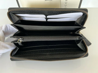 Neue Gucci Bee Star Gold Print Reißverschluss-Geldbörse aus schwarzem Leder, hergestellt in Italien 