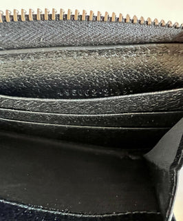 Neue Gucci Bee Star Gold Print Reißverschluss-Geldbörse aus schwarzem Leder, hergestellt in Italien 