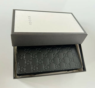 Neues Gucci GG Logo Bifold-Kartenportemonnaie aus schwarzem Leder, hergestellt in Italien, 547071 