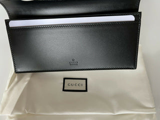 Neues Gucci GG Logo Bifold-Kartenportemonnaie aus schwarzem Leder, hergestellt in Italien, 547071 