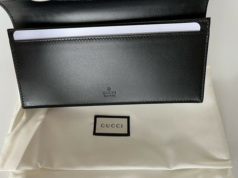 Новый черный кожаный кошелек для карт двойного сложения Gucci GG Logo, сделано в Италии 547071 