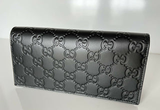 Neues Gucci GG Logo Bifold-Kartenportemonnaie aus schwarzem Leder, hergestellt in Italien, 547071 