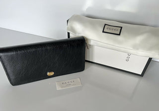 New Gucci GG Men's Zip Around Wallet with Interlocking G in Black Leather 575988