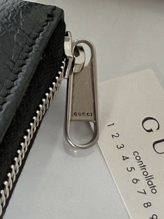 New Gucci GG Men's Zip Around Wallet with Interlocking G in Black Leather 575988