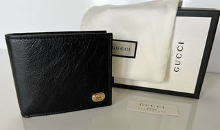 Новый черный кожаный кошелек Gucci Bifold с блокировкой G, сделано в Италии 575985 