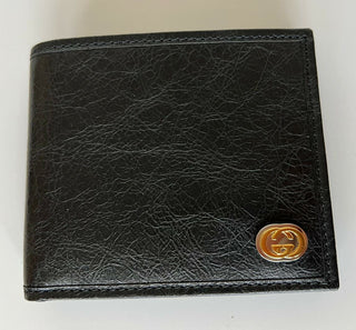 Новый черный кожаный кошелек Gucci Bifold с блокировкой G, сделано в Италии 575985 