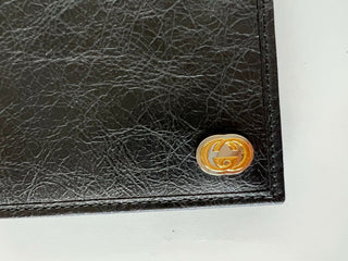 Новый черный кожаный кошелек Gucci Bifold с блокировкой G, сделано в Италии 575985 