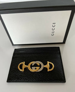 Neu mit Etikett: Gucci Horsebit Zumi Peddled Kartenetui aus schwarzem Leder, hergestellt in Italien, 570679 