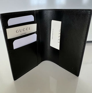 NWT Gucci GG Web Bifold кошелек для паспорта черный, сделано в Италии 547608 