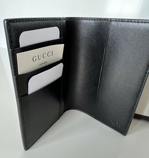 NWT Gucci GG Web Bifold кошелек для паспорта черный, сделано в Италии 547608 
