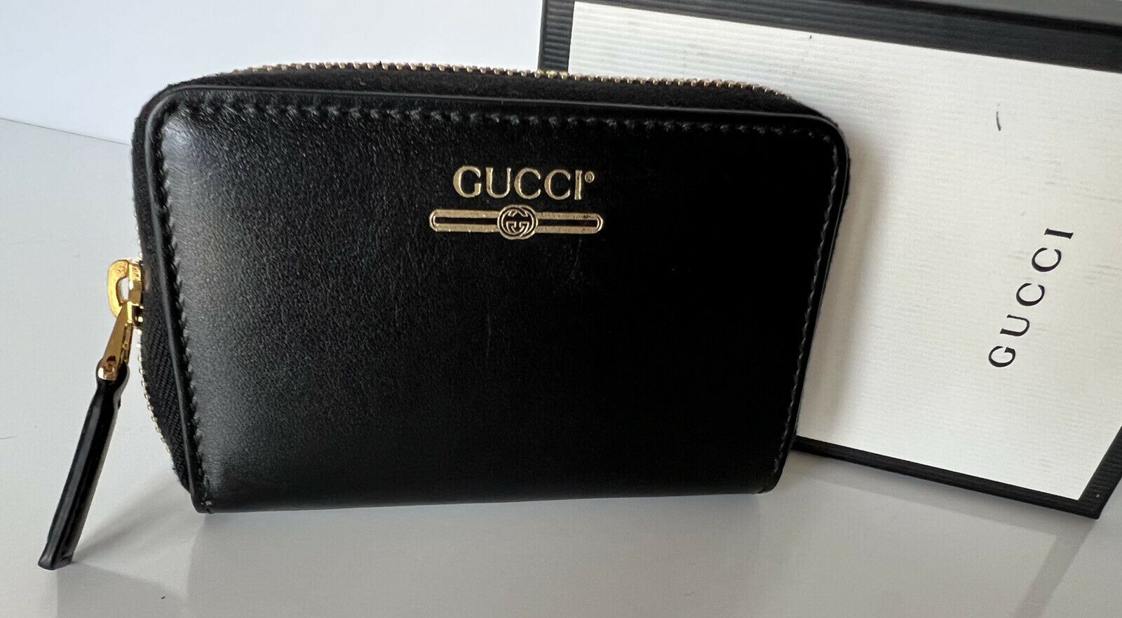 NWT Gucci G Web Gucci Print Zip Around Card Wallet Made in Italy 547597